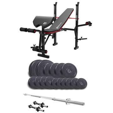 Набір Elitum Titan 68кг з лавою HS-1055 Pro, штангою та гантелями