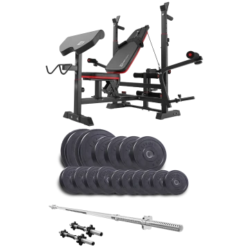 Набір Elitum Titan 68кг з лавою HS-1075 Pro, штангою та гантелями