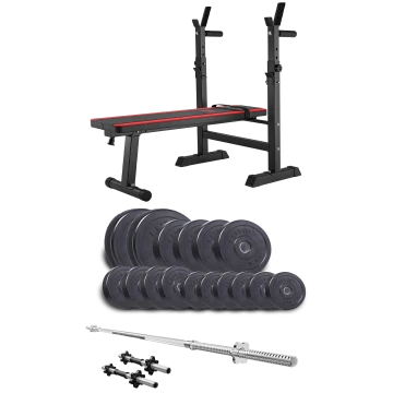 Набір Elitum Titan 68кг з лавою HS-1080, штангою та гантелями