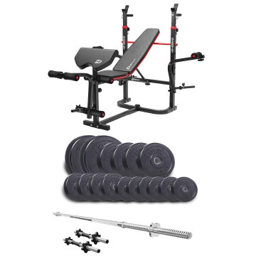 Набір Elitum Titan 68кг з лавою HS-1065HB Pro, штангою та гантелями