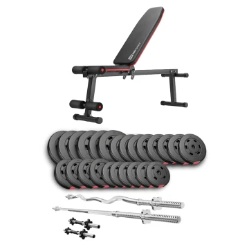 Набір Hop-Sport Premium 135кг з лавою HS-1010 Pro, штангами та гантелями