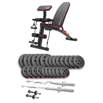 Набір Hop-Sport Premium 135кг з лавою HS-1035, штангами та гантелями