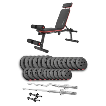 Набір Hop-Sport Premium 135кг з лавою HS-2040 HB, штангами та гантелями