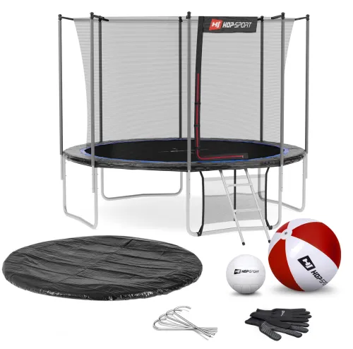 Батут Hop-Sport 10ft (305см) черно-синий с внутренней сеткой (4 ноги)