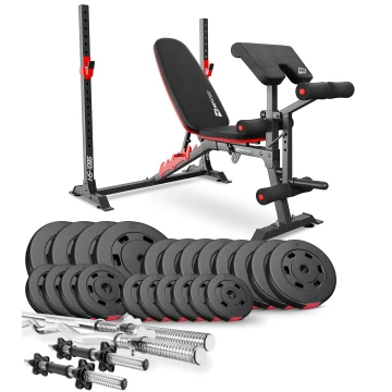 Набір Hop-Sport Premium 135кг з лавою HS-1095, штангами та гантелями