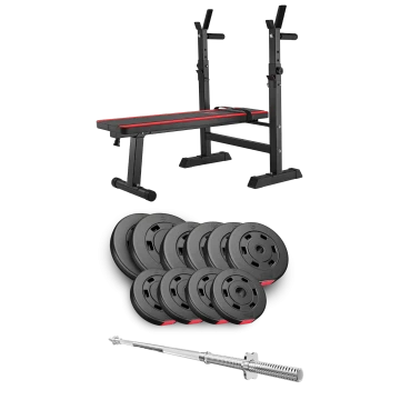 Набір Hop-Sport Premium 59кг з лавою HS-1080 та штангою