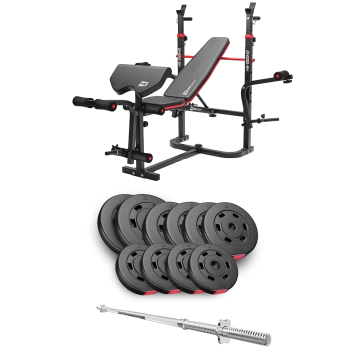 Набір Hop-Sport Premium 59кг з лавою HS-1065HB Pro та штангою