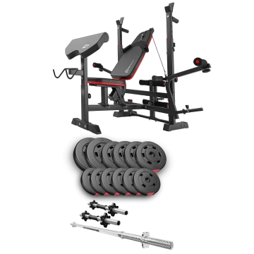 Набір Hop-Sport Premium 38кг з лавою HS-1075 Pro, штангою та гантелями