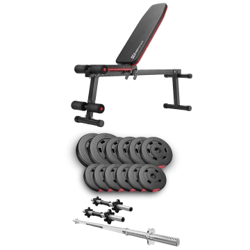 Набір Hop-Sport Premium 38кг з лавою HS-1010 Pro, штангою та гантелями