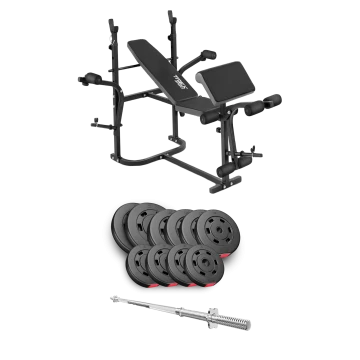 Набір Hop-Sport Premium 59кг з лавою TX-020 та штангою