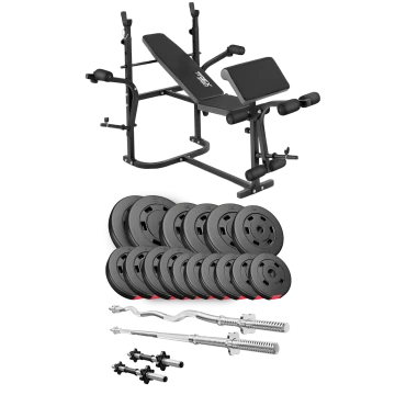 Набір Hop-Sport Premium 75кг з лавою TX-020, штангами та гантелями