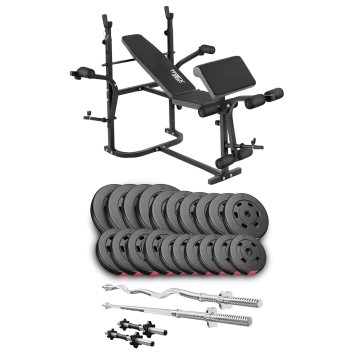 Набір Hop-Sport Premium 105кг з лавою TX-020, штангами та гантелями