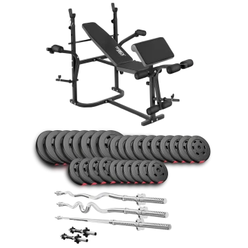 Набір Hop-Sport Premium 173кг з лавою TX-020, штангами та гантелями