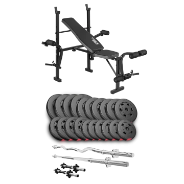 Набір Hop-Sport Premium 105кг з лавою TX-055, штангами та гантелями