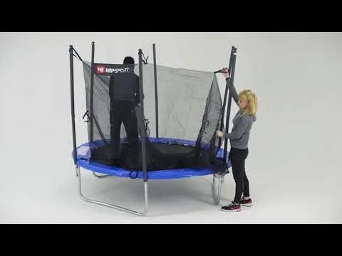 youtube video 2 Батут Hop-Sport 10ft (305см) черно-синий с внешней сеткой (4 ноги)