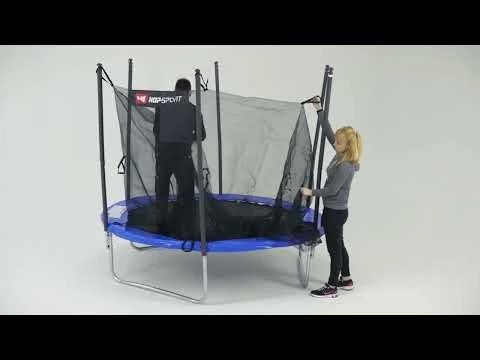 youtube video 1 Батут Hop-Sport 8ft (244см) синій з зовнішньою сіткою