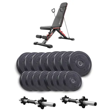 Набір Elitum Titan гантелі 2х31кг з лавою Hop-Sport HS-2080 HB