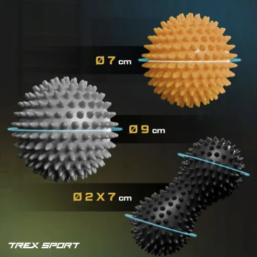 У цьому наборі масажних м'ячиків TREX ви знайдете: