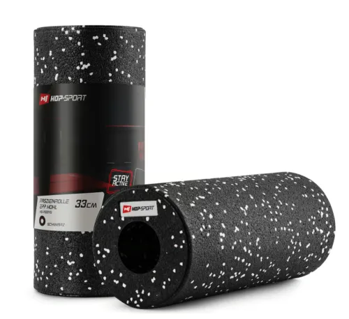 Роллер масажер (валик, ролик) гладкий Hop-Sport EPP 33см HS-P033YG чорно-білий
